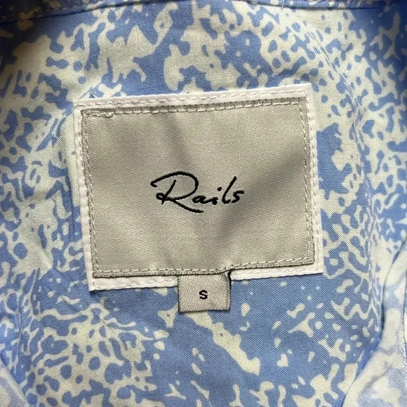 Rails Blue White Dots Blouse Size S - Picture 3 of 7